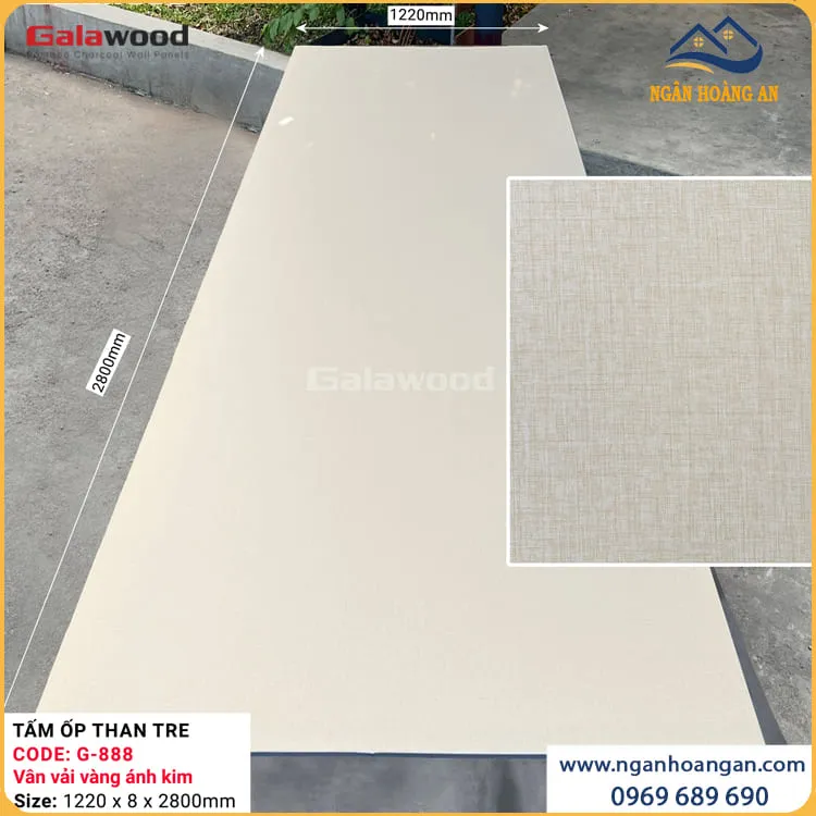 Tấm Ốp Than Tre Galawood Vân Vải Vàng Ánh Kim G-888